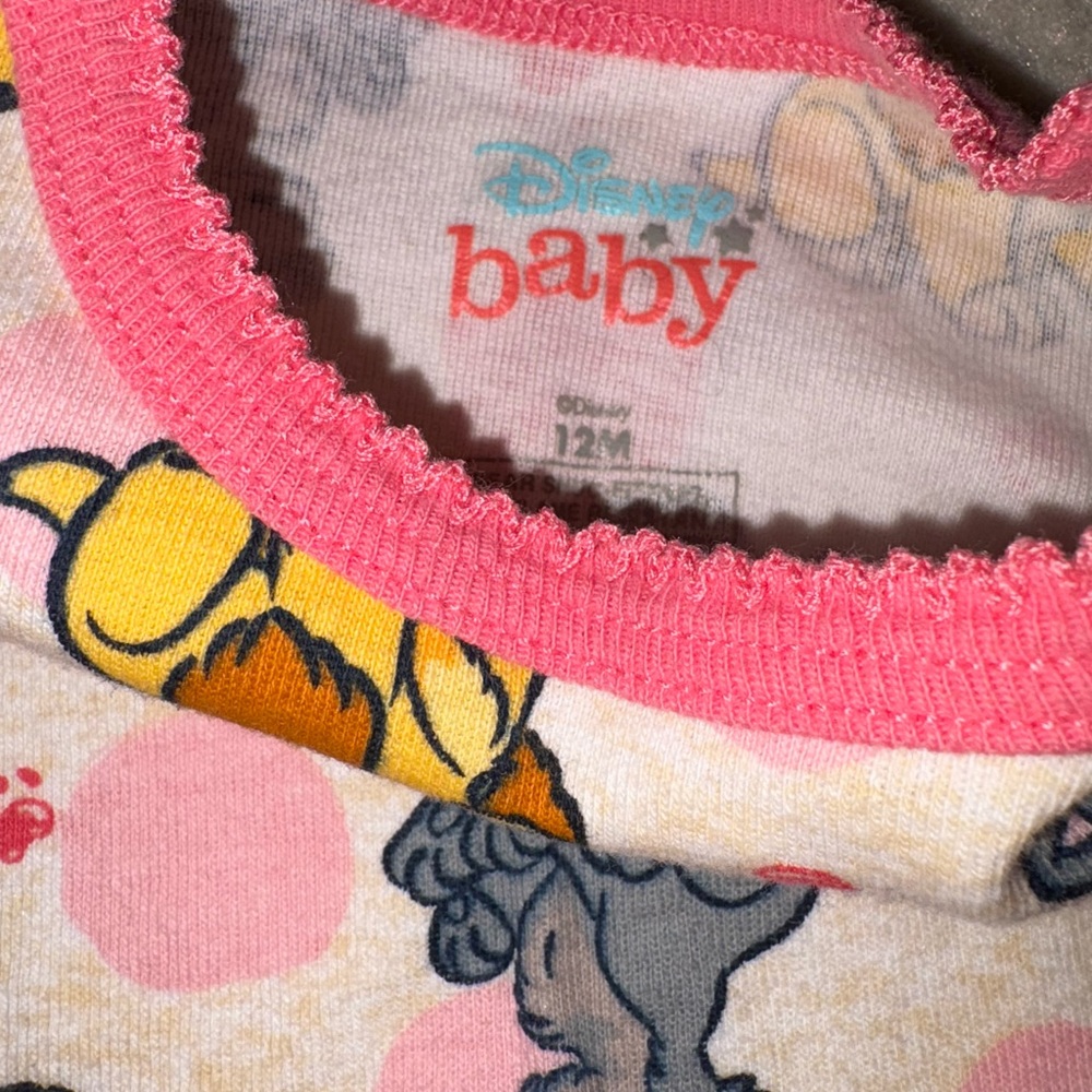 Disney Lady & the Tramp Pink and Beige 2-Piece Pajama Set 12m Baby Girl - Picture 2 of 4